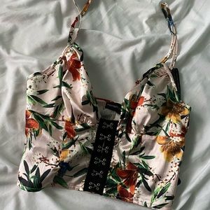 PRETTY LITTLE THING lace up crop top